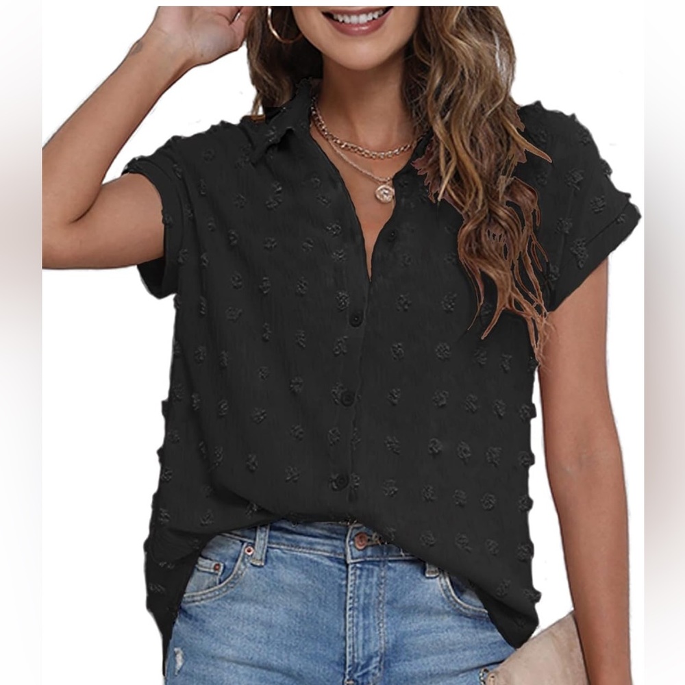BOTHENIAL Women black Button Down Shirt XXL